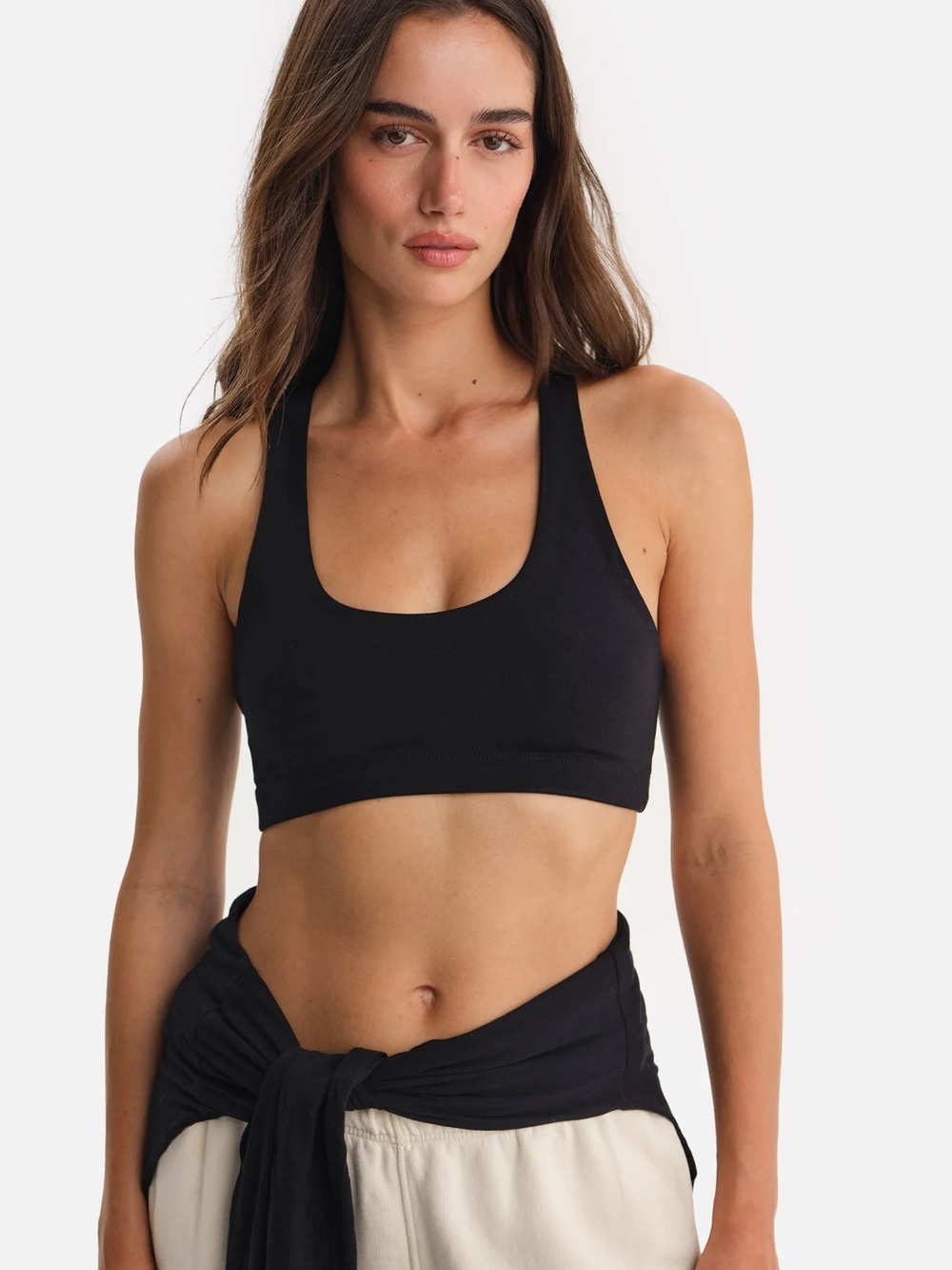 Mate Organic Cotton Black Racerback Sports Bra